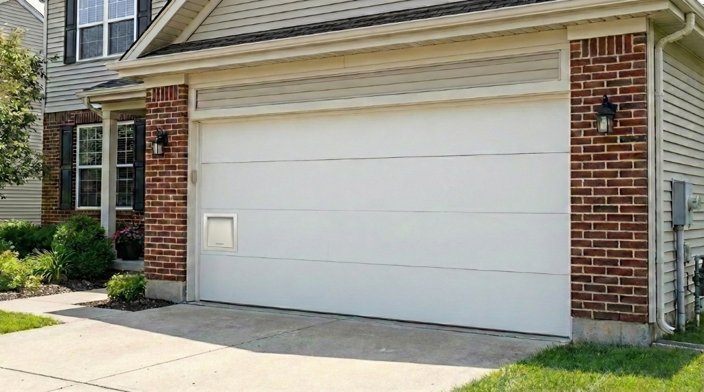 White Delivery Hatch on brick garage